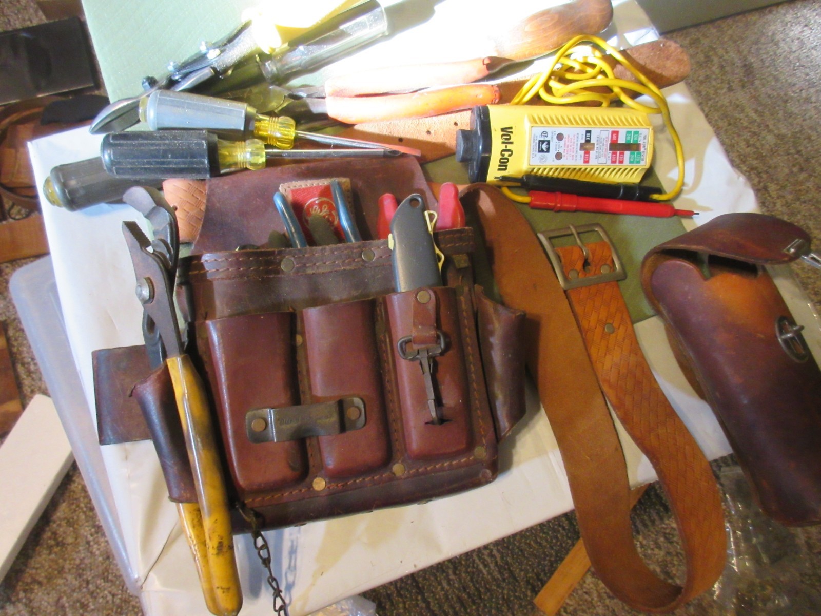 Vintage General Electric GE Heavy Duty Leather Tool Pouch Belt TOOLS