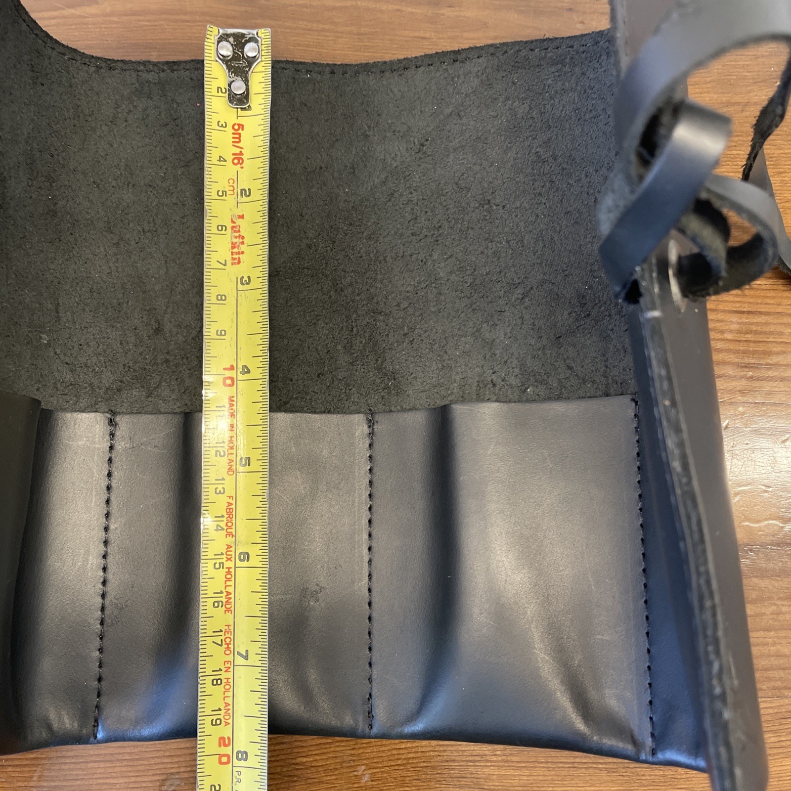 Hide Drink Thick Leather Small Tool Roll Up Bag Pencil Pouch Black 4 3” Pockets