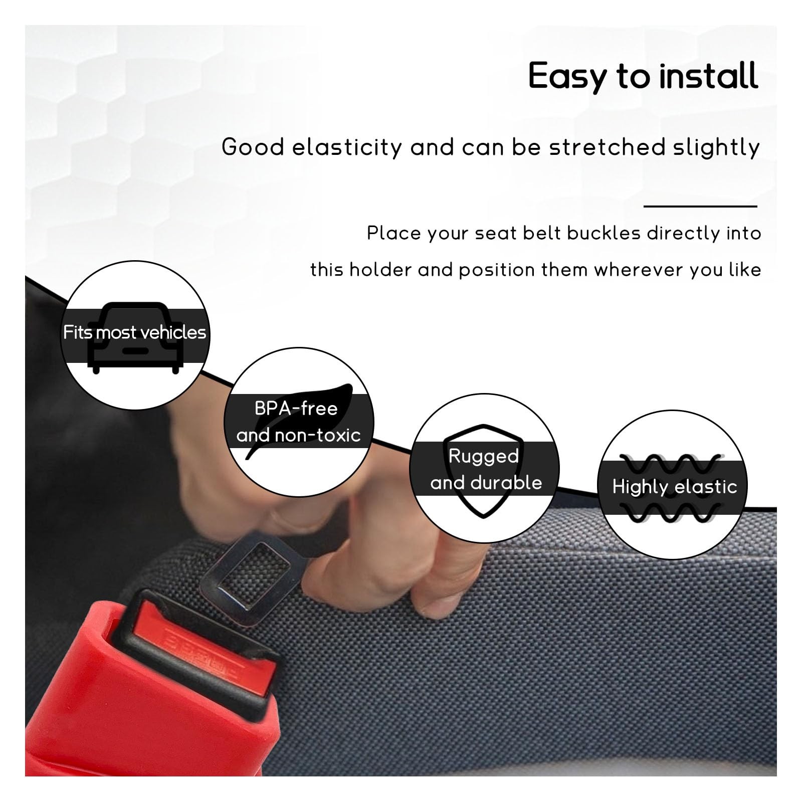 Kewucn 2 PCS Car Seat Belt Buckle Holder, Silicone 1.88×2.08×3.03 inches, Red