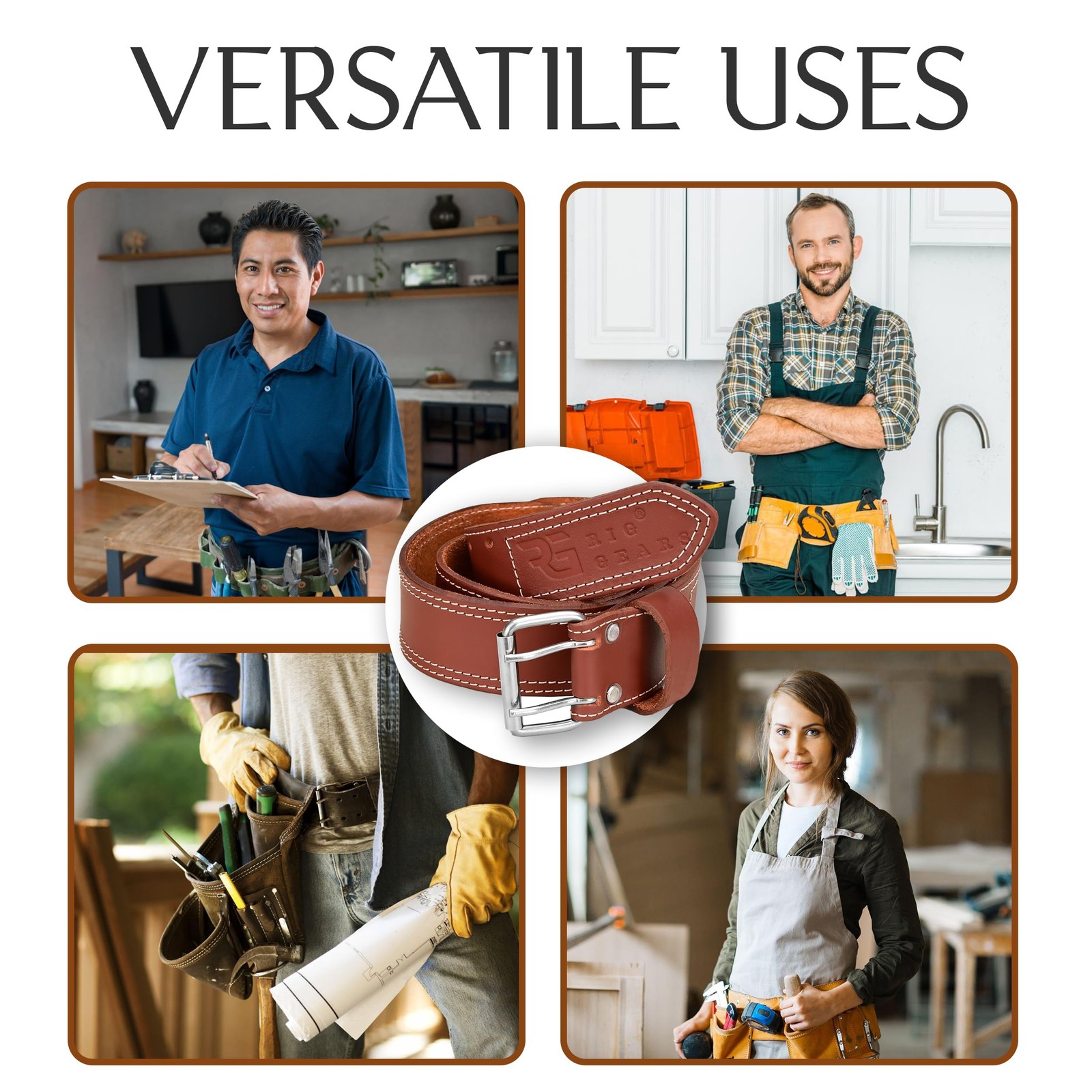 Leather tool belt for men grain leather work belts | 2 inch carpenter constaract