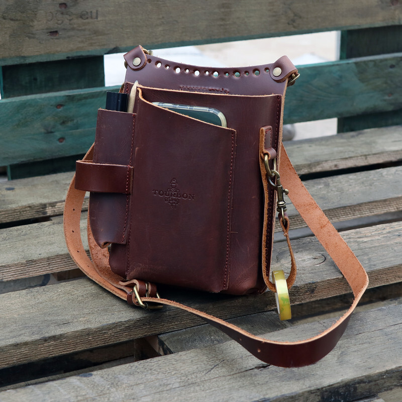 Tourbon Leather Barber Tool Crossbody Bag Hair Scissors Comb Brush Clippers Bag