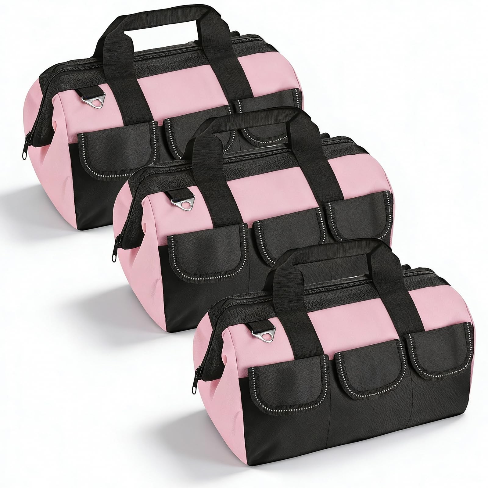 3 Pack Pink Tool Bag Women 13 Inch Heavy Duty Water Resistant Tote Pockets