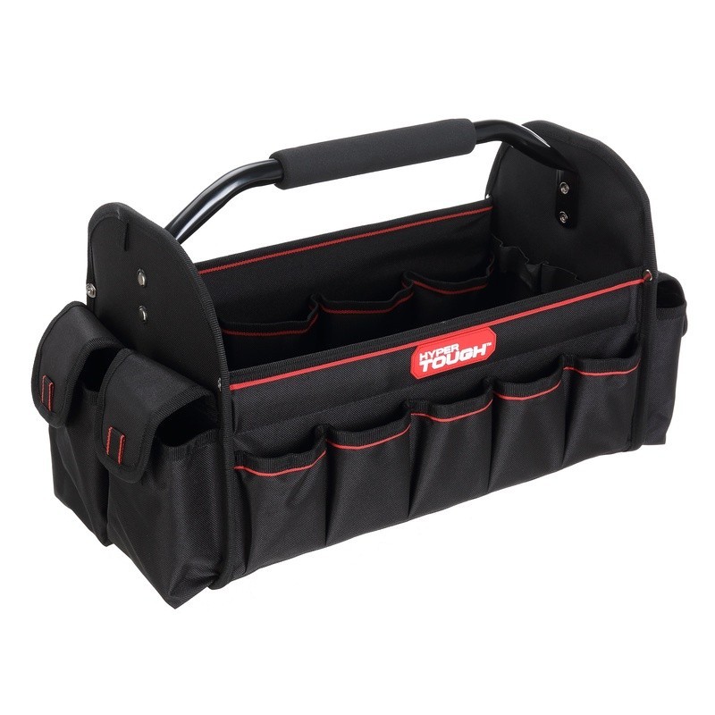 16 inch Open Tool Tote Heavy Duty Tool Bag W/ 20 Pockets & Steel Handle New