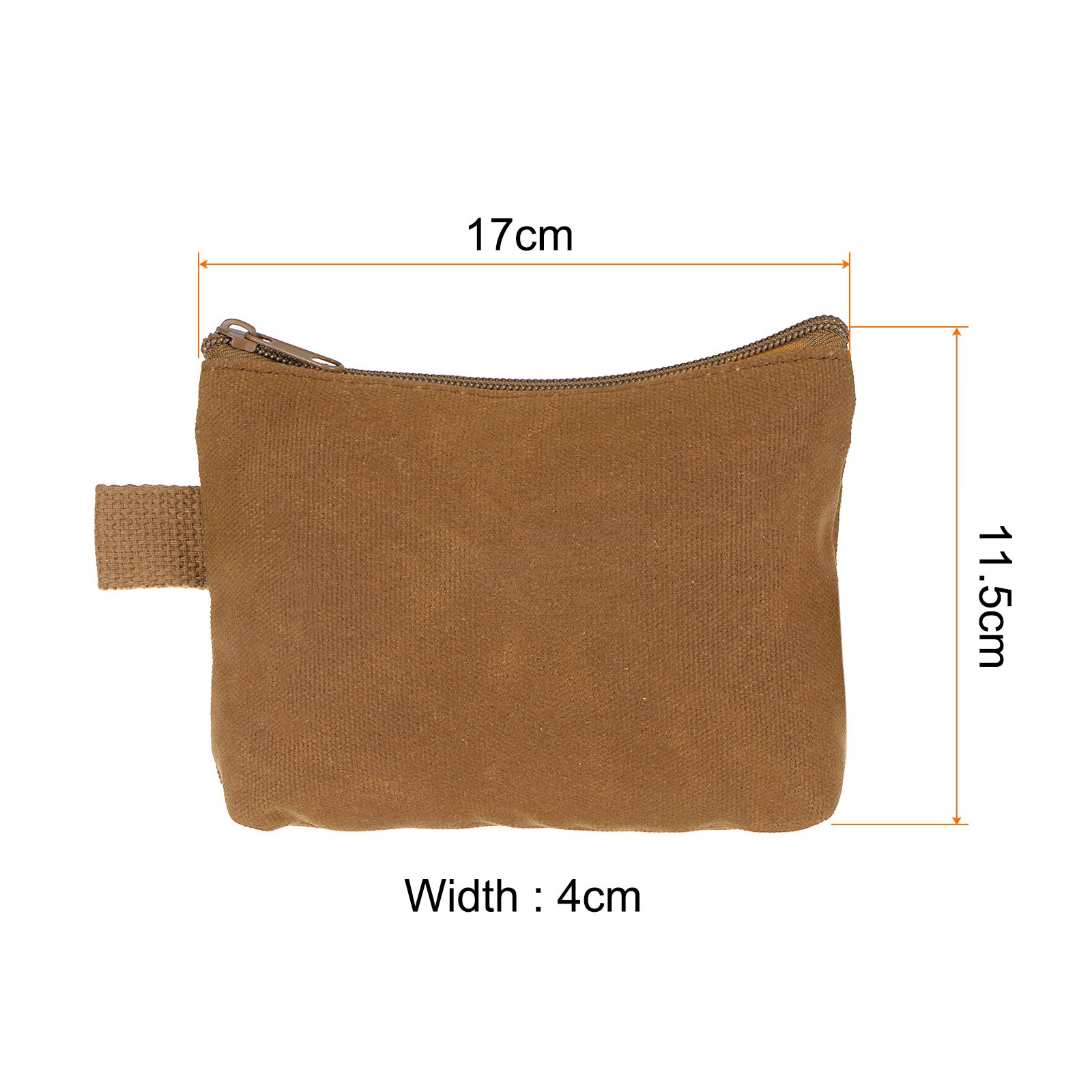 Tool Pouch Bag 17cm x 4cm x 14cm Oxford Organizer with Zipper Khaki