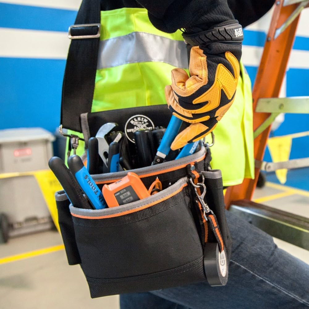 5243 Tradesman Pro Tool Pouch with Padded Shoulder Strap, Reinforced Bottoms and