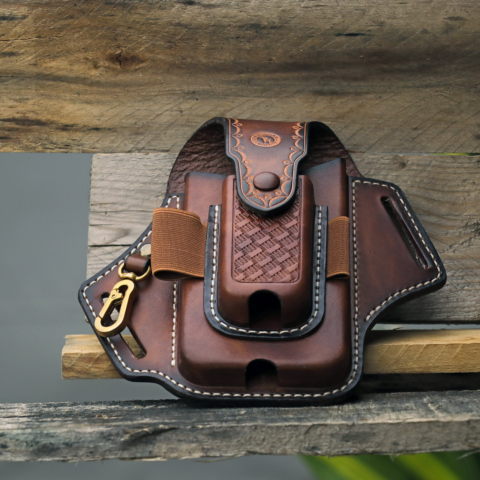 Leather Folding Knives Carry Sheath Belt Holster Tools Pouch Phone Case