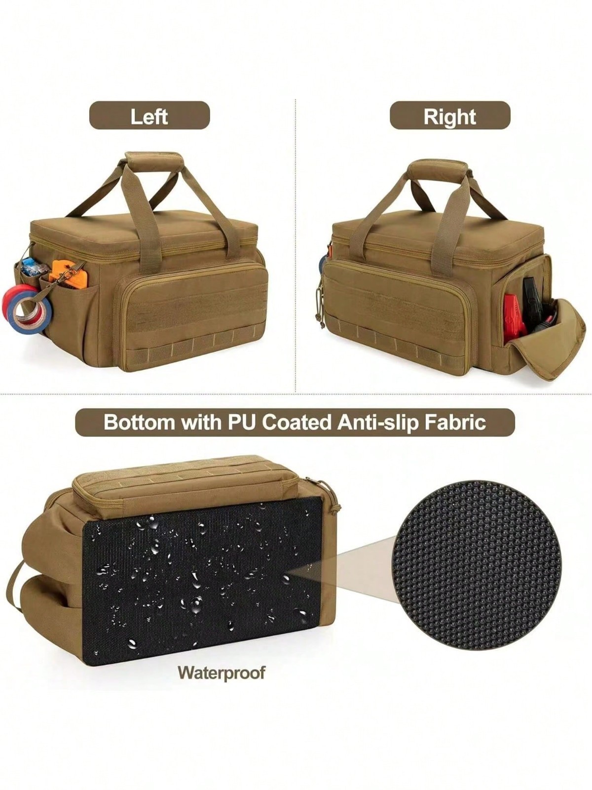 Multi-Function Tool Storage Bag Khaki Tool Organizer Bag EDC Shooting Range Bag