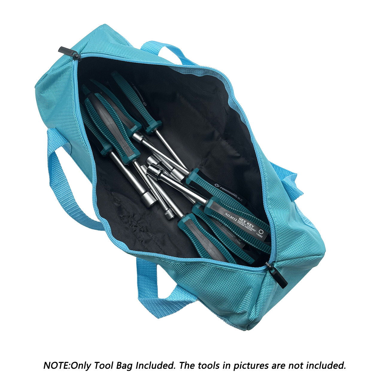 16inch Blue Tool Bag with Zippers Multi Purpose Quick storage 15.75×5.12in home