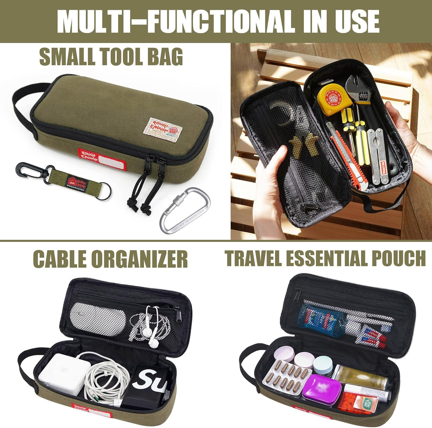 Rough Enough Small Tool Bag Pouch Box EDC Organizer Storage Case for Accessories