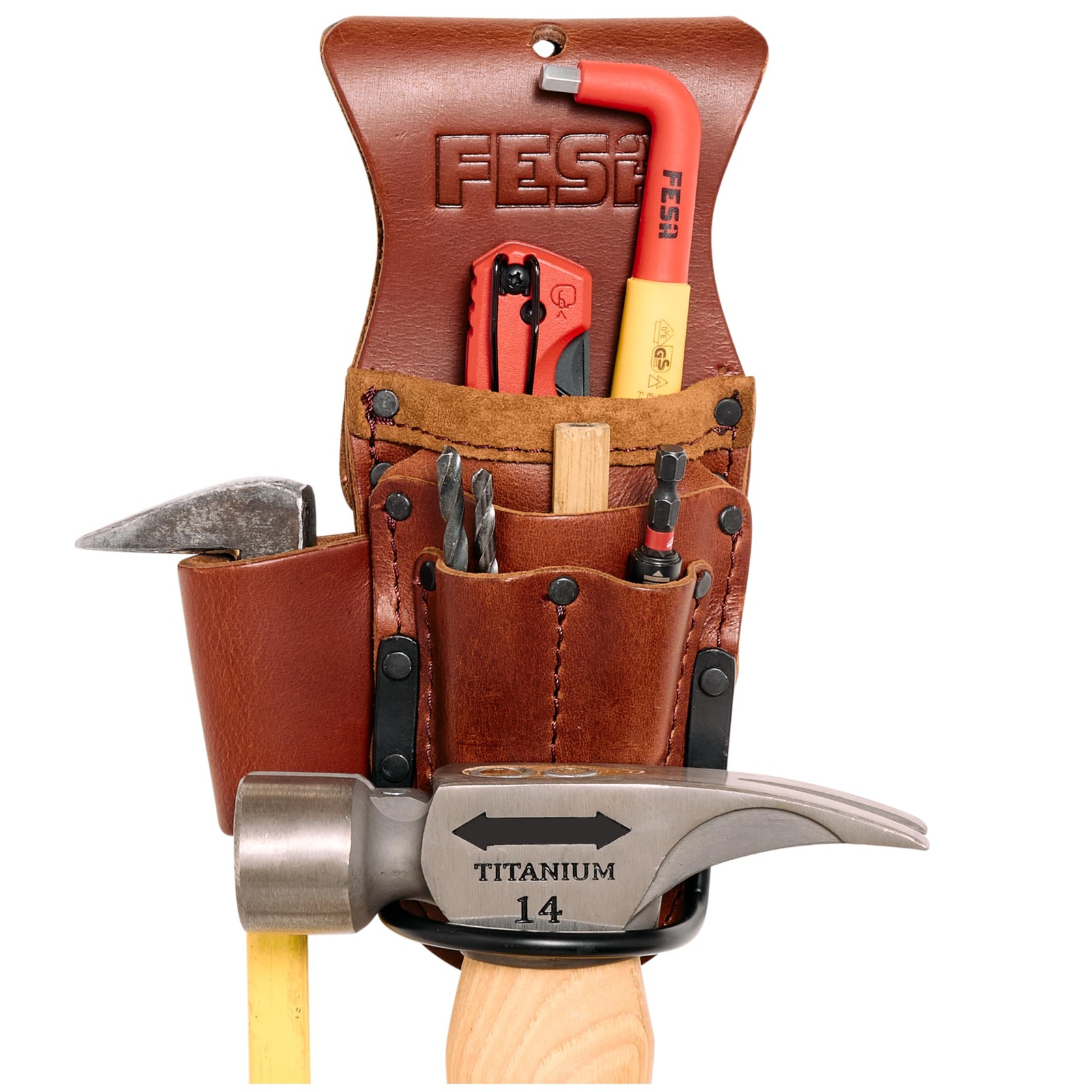 Tool Belt Hammer Holder – Leather Multitool, Pliers & Hammer Holster with Poc…