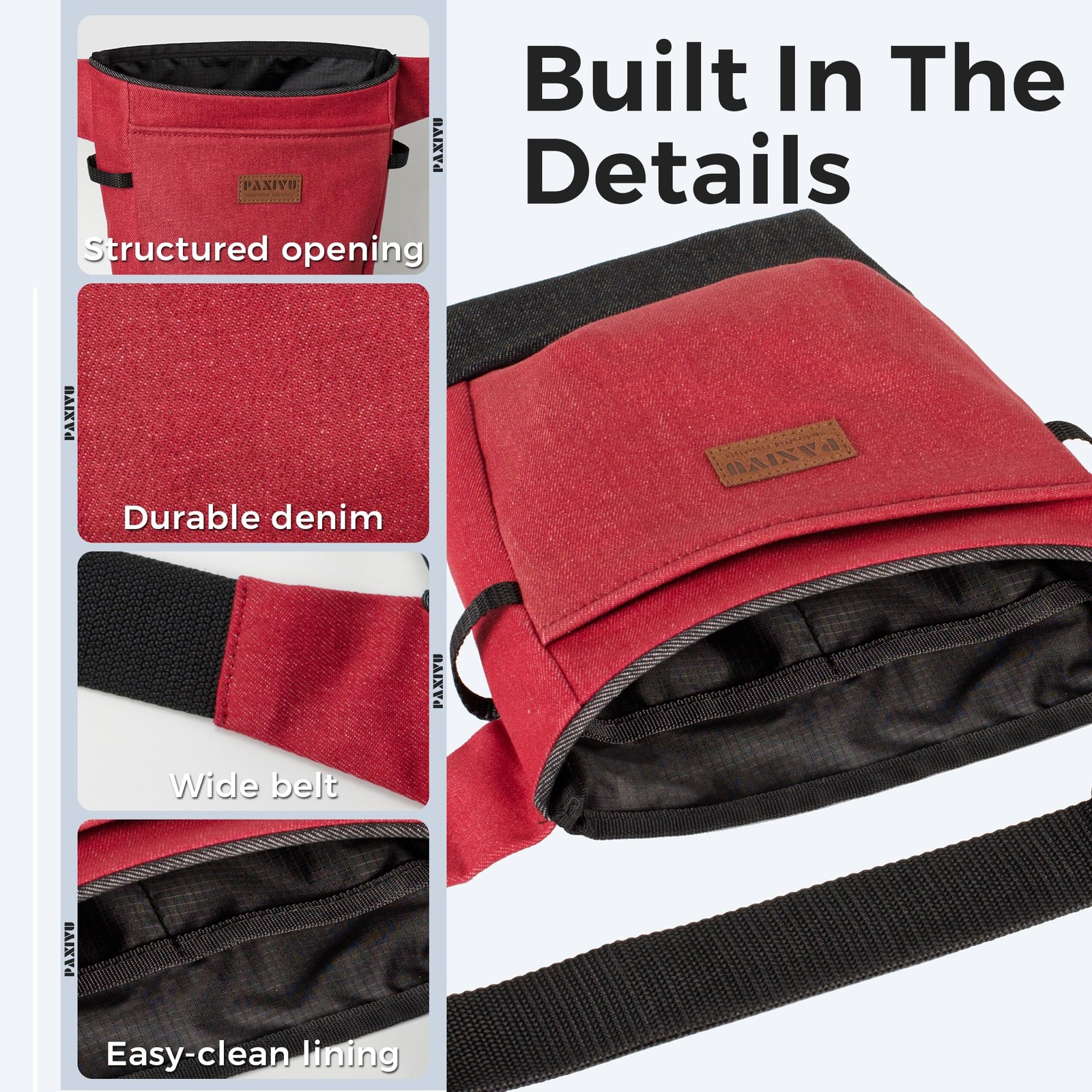 Garden Tool Belt for Women & Men, Burgundy Red Denim Apron with Pockets, Stru…