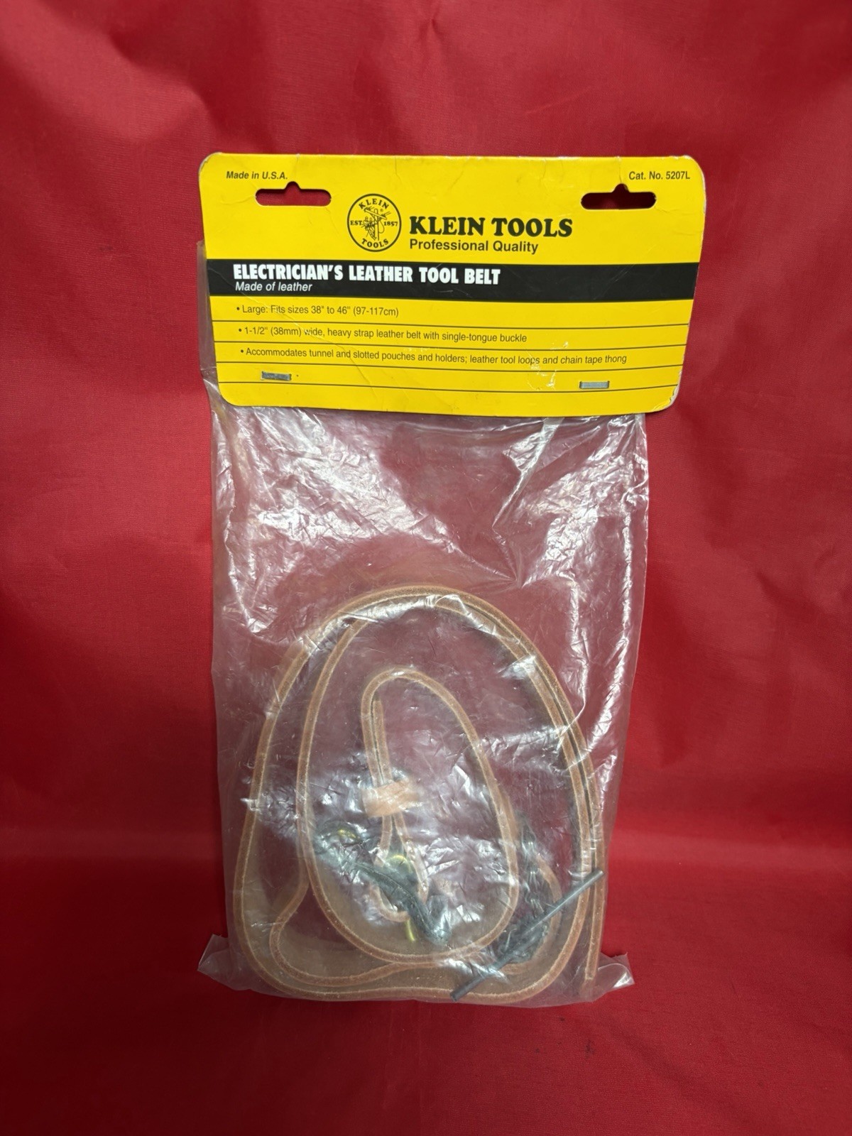 NEW Klein Tools 5207L Electrician’s Leather Tool Belt Size Large 38″ – 46″