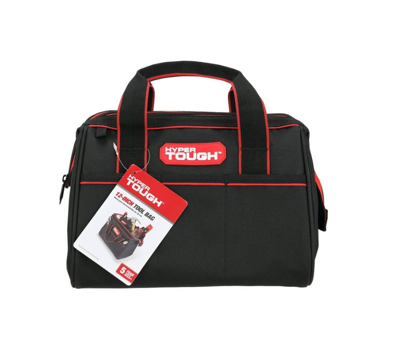 2 PACK Hyper Tough 12-inch Polyester Tool Bag, with Full-Length Zipper