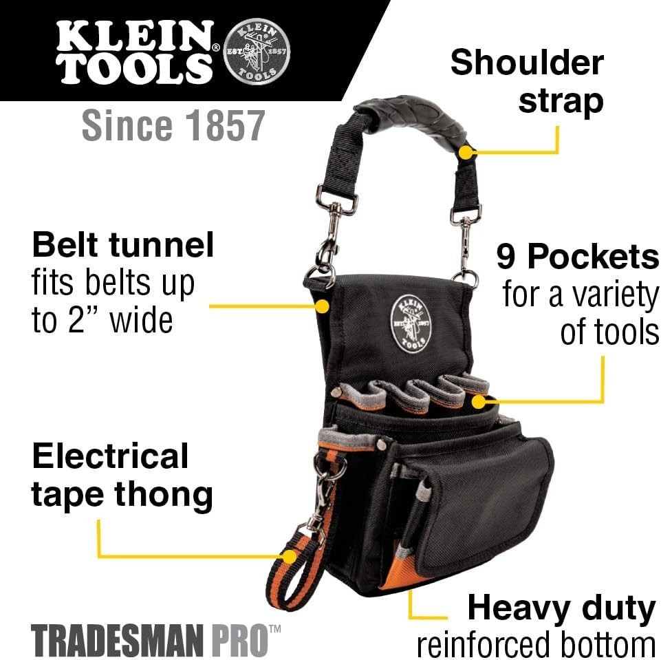 Tradesman Pro 9-Pocket Tool Pouch with Tape Thong