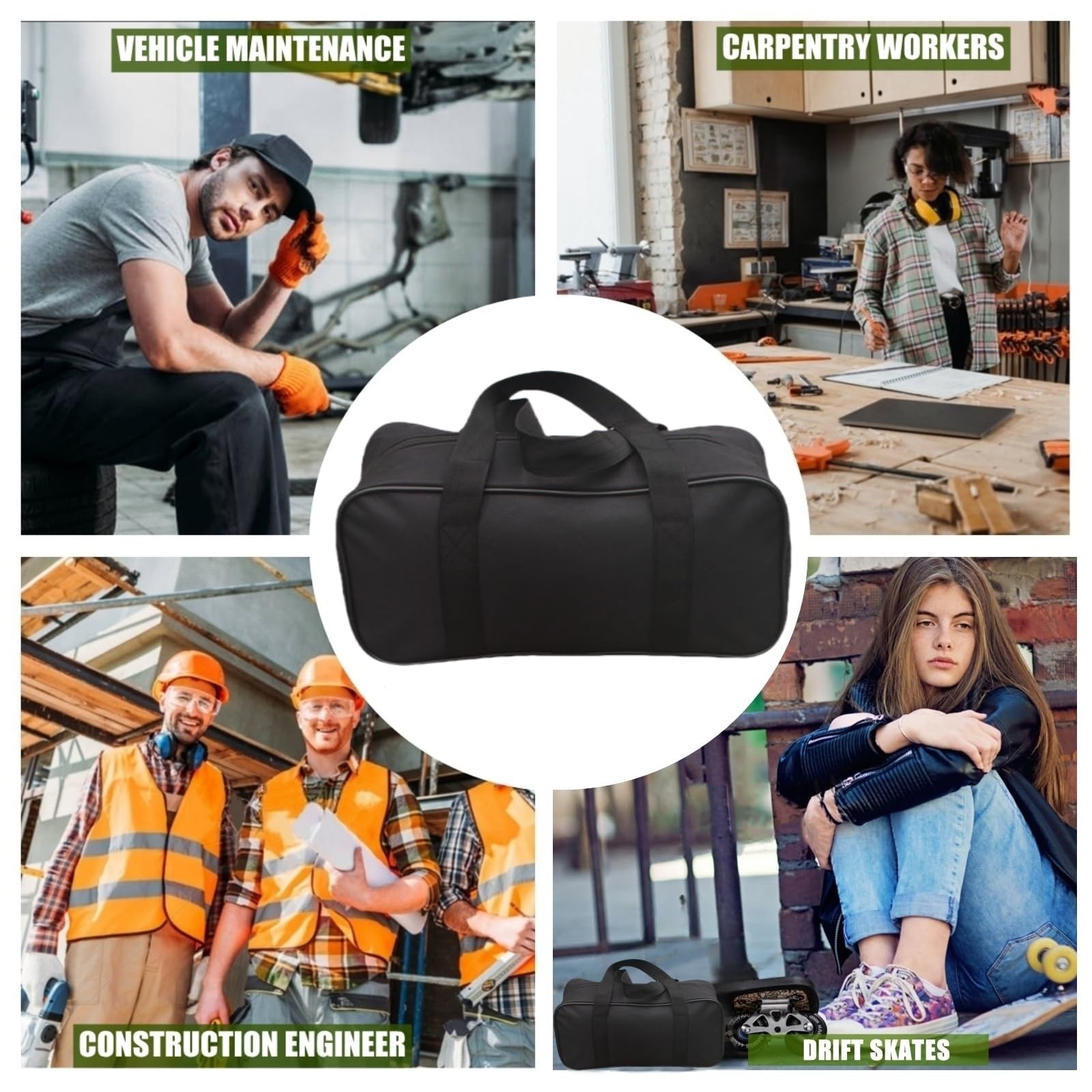 BLIRITEL Wide Mouth Tool Bag, Waterproof Oxford Electrician Tool Bag, Large Capa