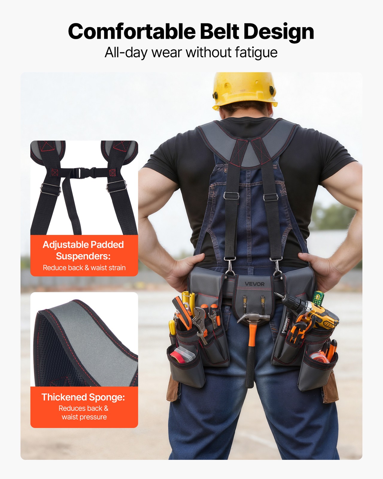 VEVOR Tool Belt Electricians Work Belt with Suspenders 22 Pocket Tool Pouch Bag