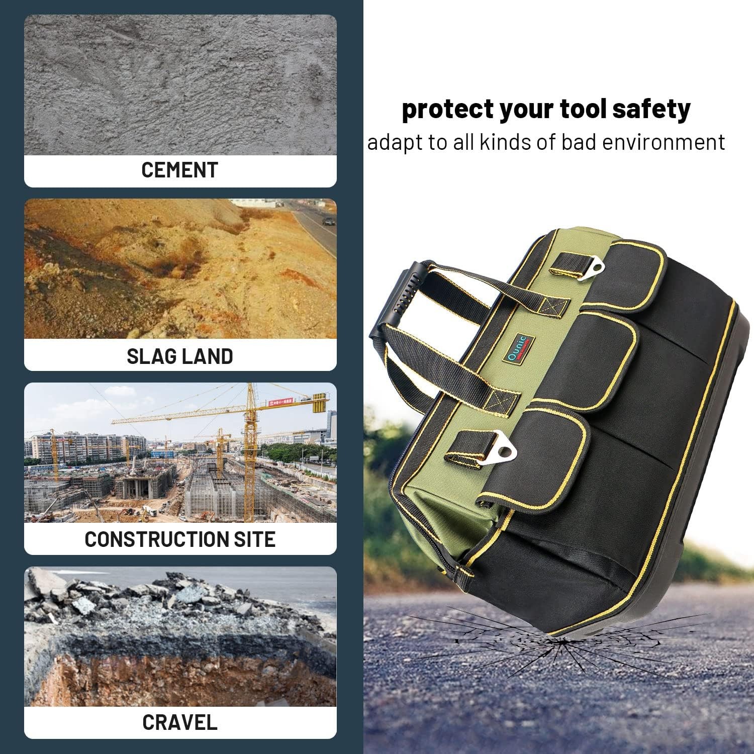 Tool Bag 20 Inch Large Tool Bag Heavy Duty W/ Waterproof Molded Base Wide Mouth