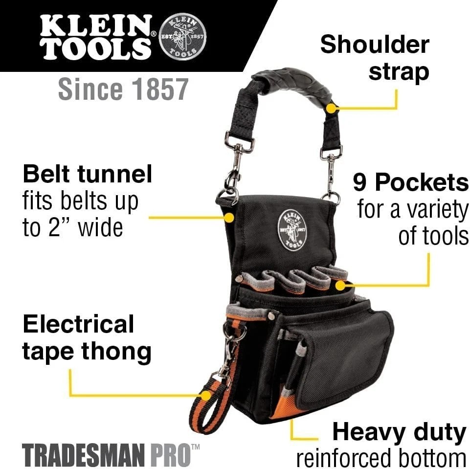 Professional 9-Pocket Tool Pouch with Reinforced Bottom for Job Site Efficiency