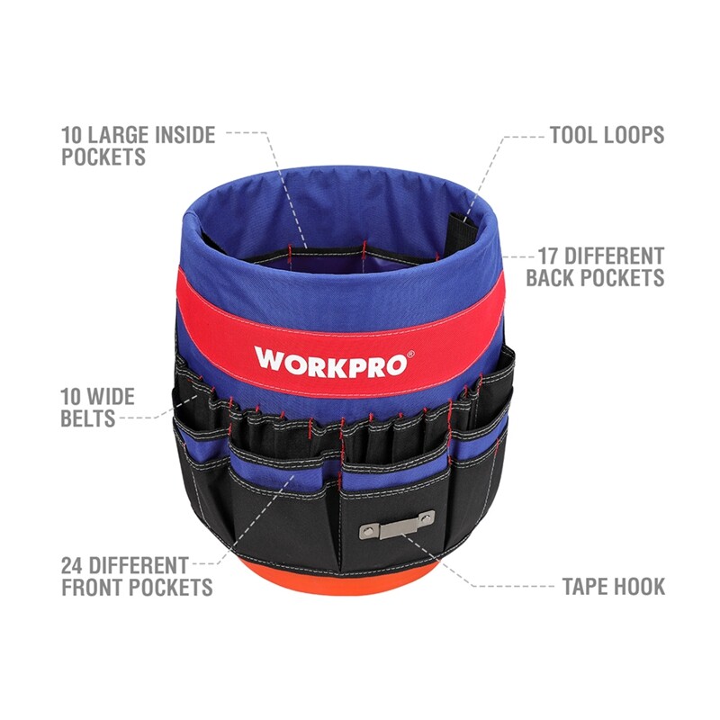 Bucket Tool Organizer Tool Storage Bag with 51 Pockets Fits 3.5-5 Gallons Bucket