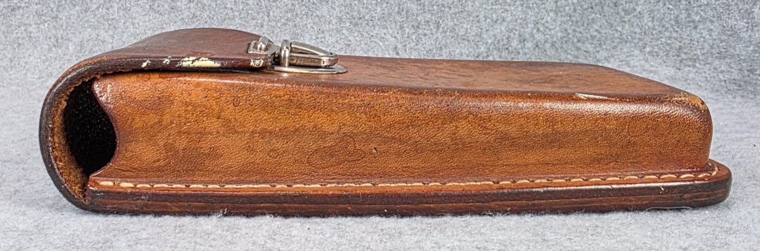 Vintage CuSack Q Leather Tool Belt Loop Hard Case Bag Pouch 8″ USA Made brown
