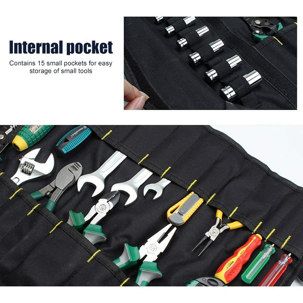 Canvas Tool Roll Up Bag Organizer Multi Pocket Wrench Screwdriver Storage