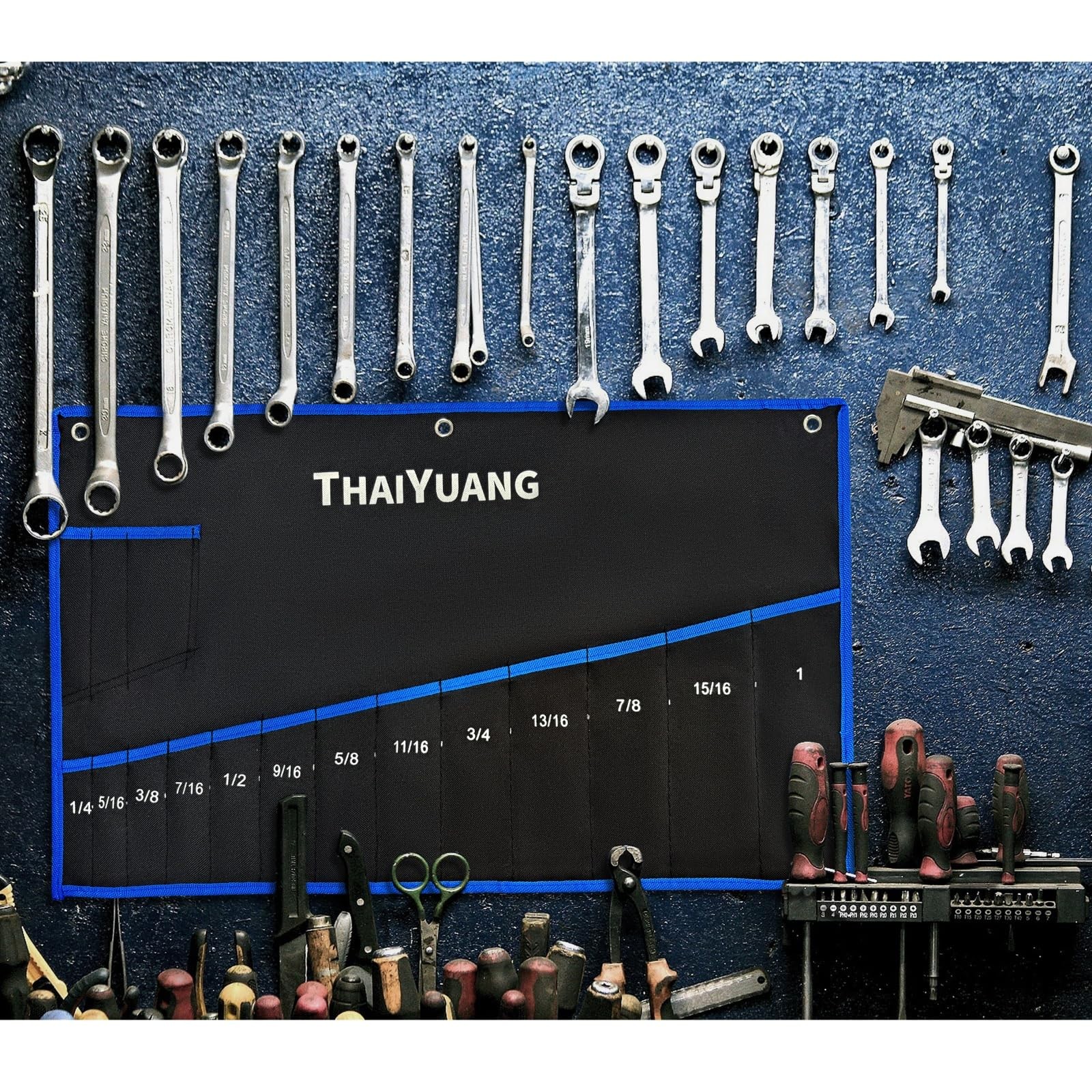 Thaiyuang 2 Piece Tools Wrench Roll Up Pouch – Wrench Organizer Roll Wrench