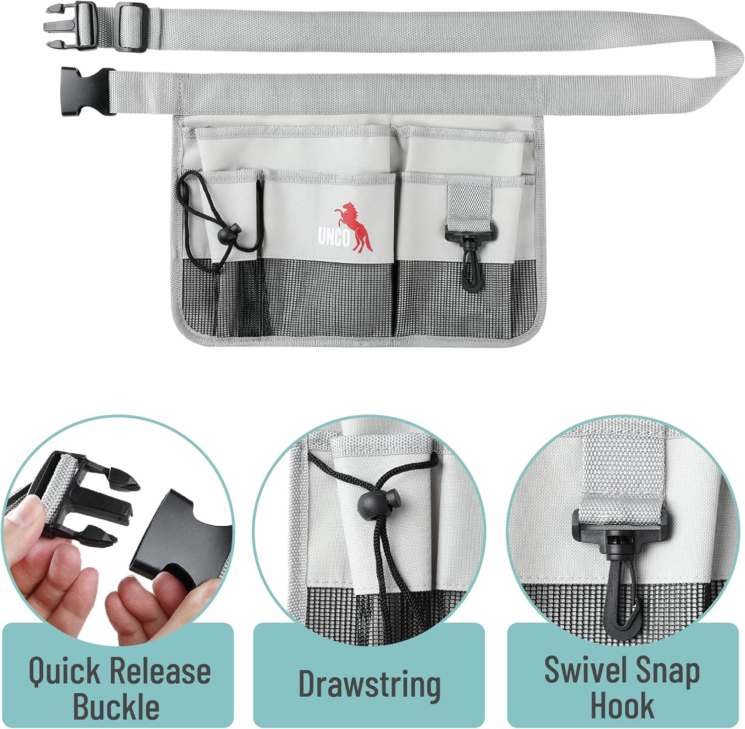 – Adjustable Gardening Belt, Light Gray, 7 Pockets, Wear Resistant, Cut Resistan