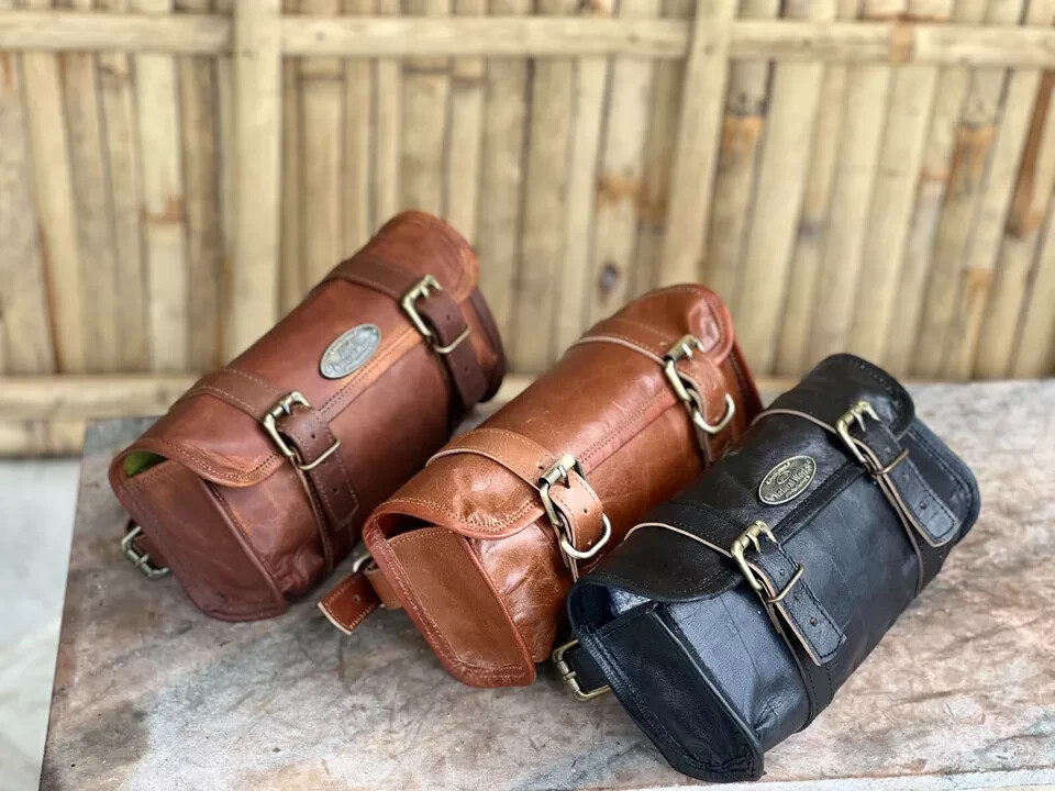 3 Bags Goat Leather Wide Vintage Motorcycle Buckle Closure Tool Brown Black Tan