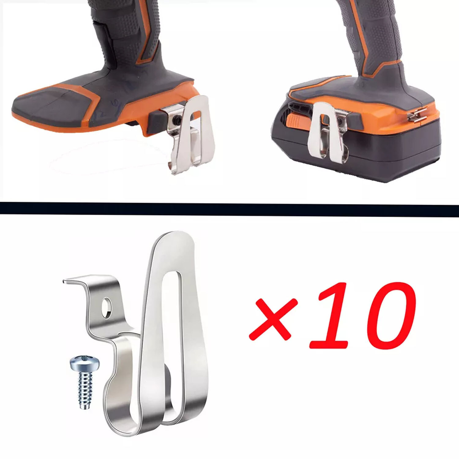 10PCS Belt Clip Hooks w/Screw for Dewalt 20V&Ridgid 18V Drill Impact Driver Tool