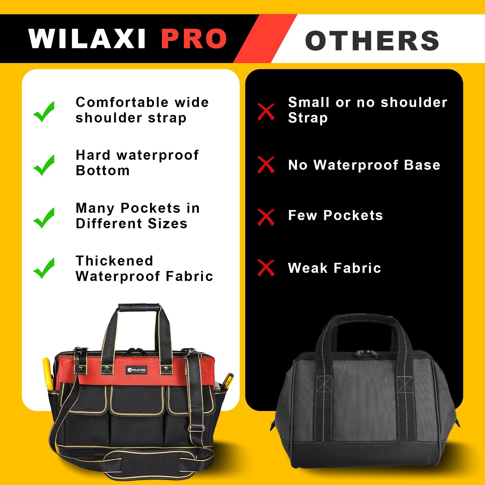 20 in Tool Bag For Men with Waterproof Molded Base, High Capacity Wide Mouth …