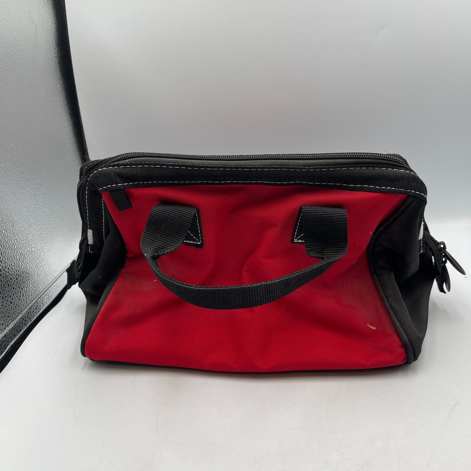 Husky 12 In Tool Bag Red Black Zippered Main Compartment Pockets Water-Resistant