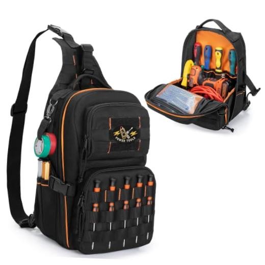 Tactical HVAC Tool Bag, Electrician Chest Tool Pouch with Compartments, Small
