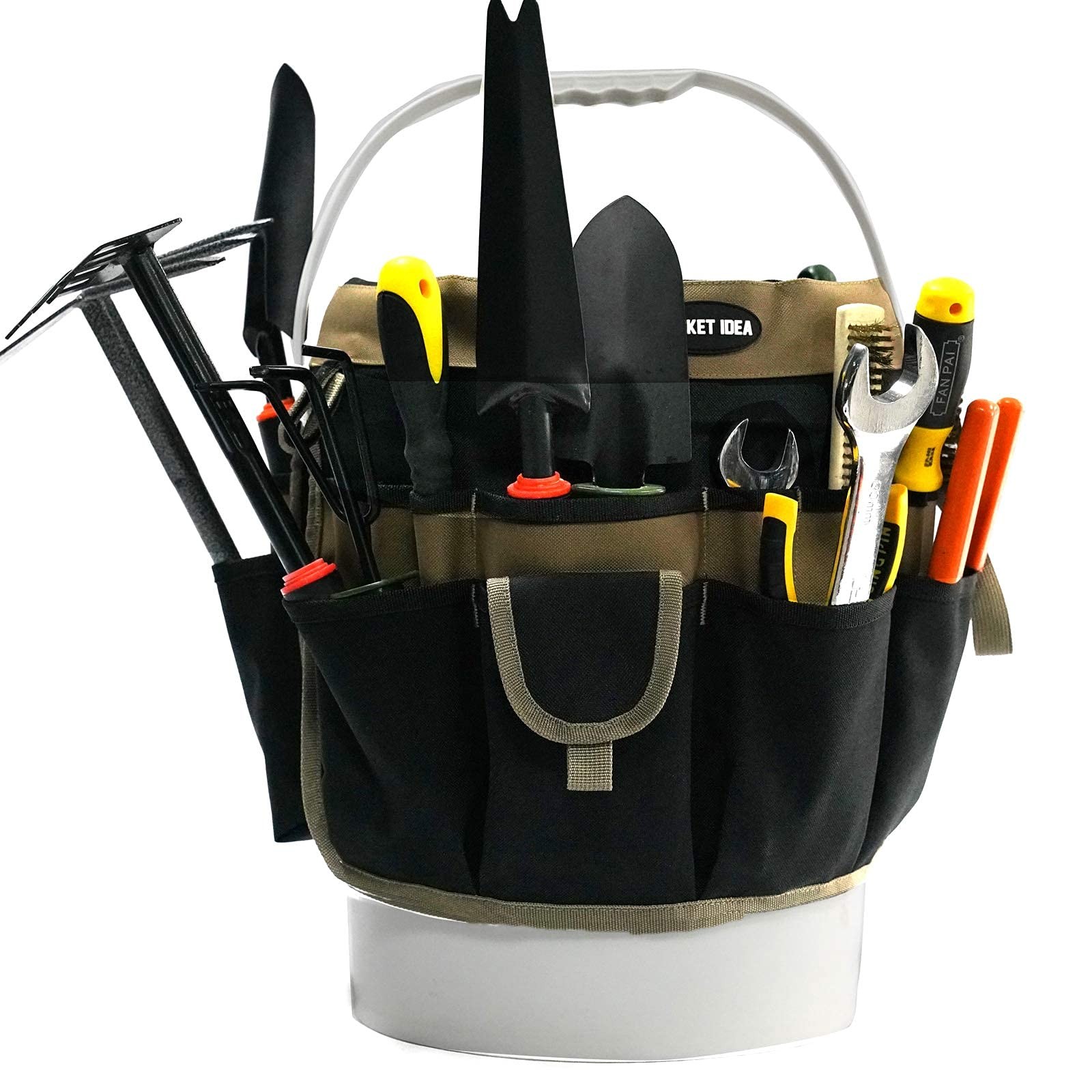 Bucket Tool Organizer With 35 Pockets Fits to 3.5-5 Gallon Bucket (Khaki)