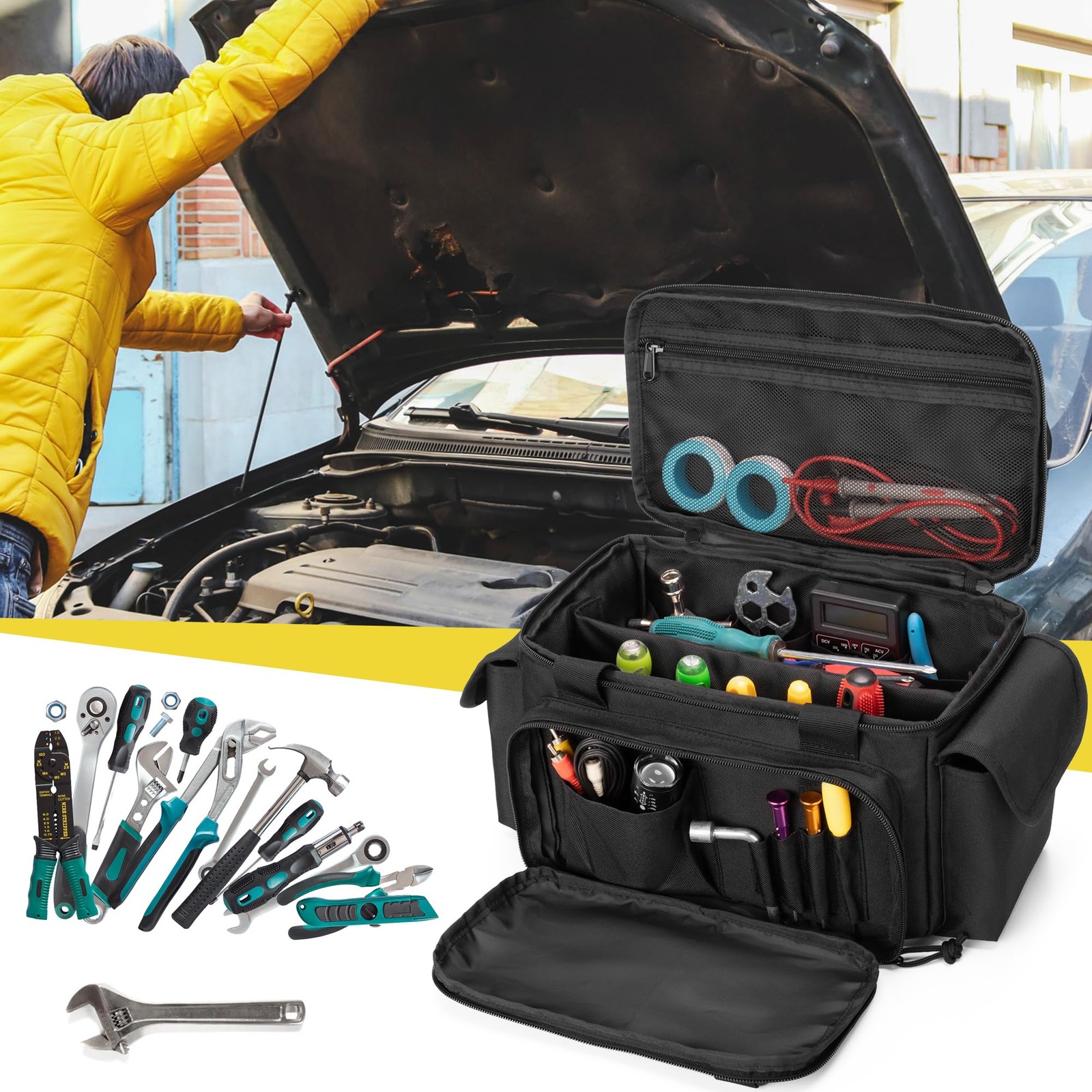 Durable Tool Bag with Padded Bottom and Anti-Friction Storage Solutions
