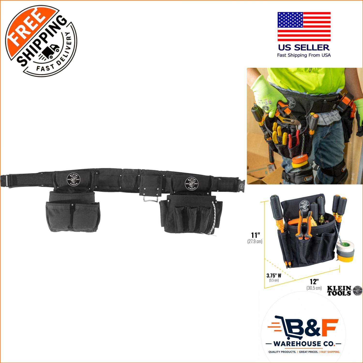 Medium Klein Electrician’s 4-Piece Tool Belt & Pouch Set – Ultimate Convenience