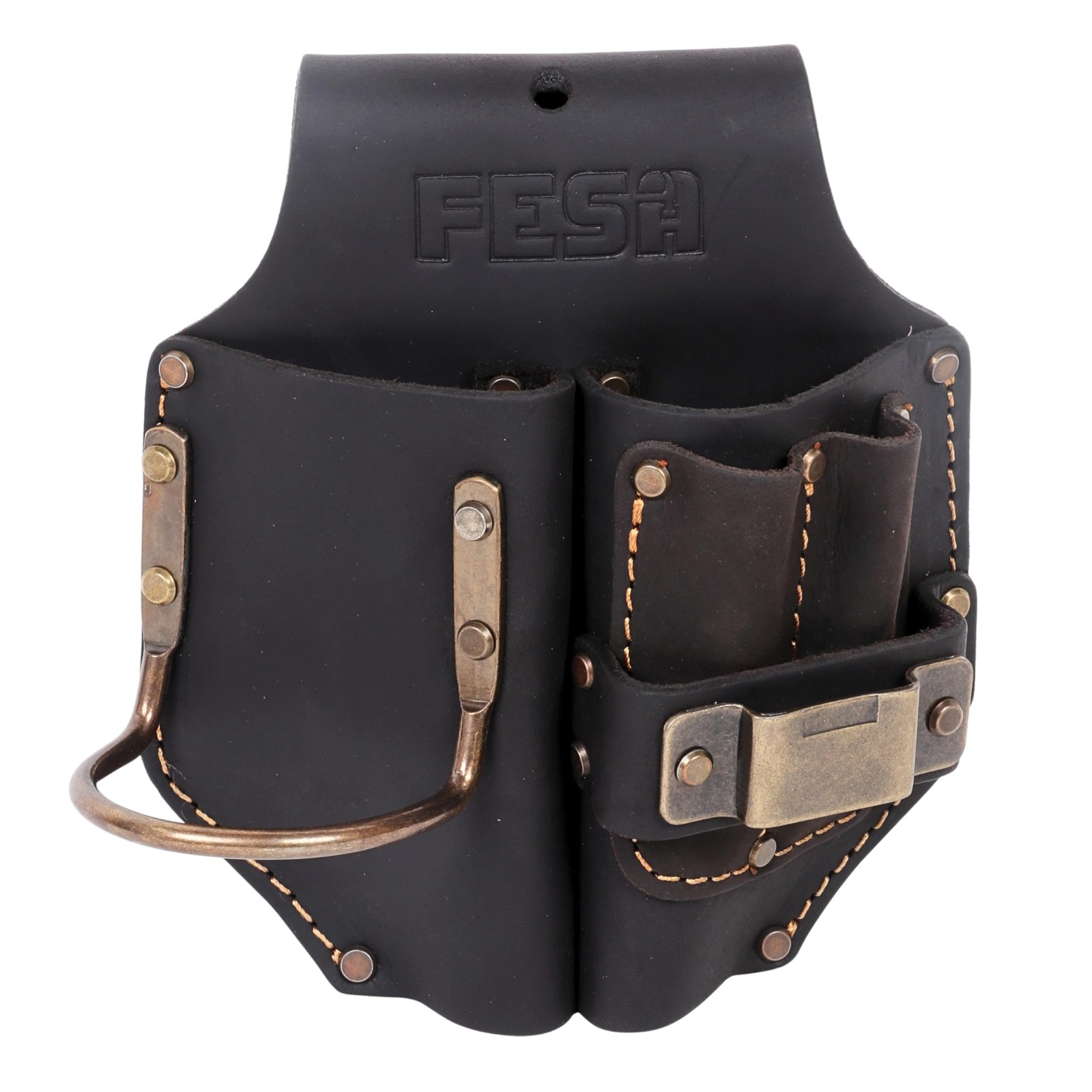 Leather Pliers Holster Double Plier Holder Steel Hammer Tape Clip Pockets