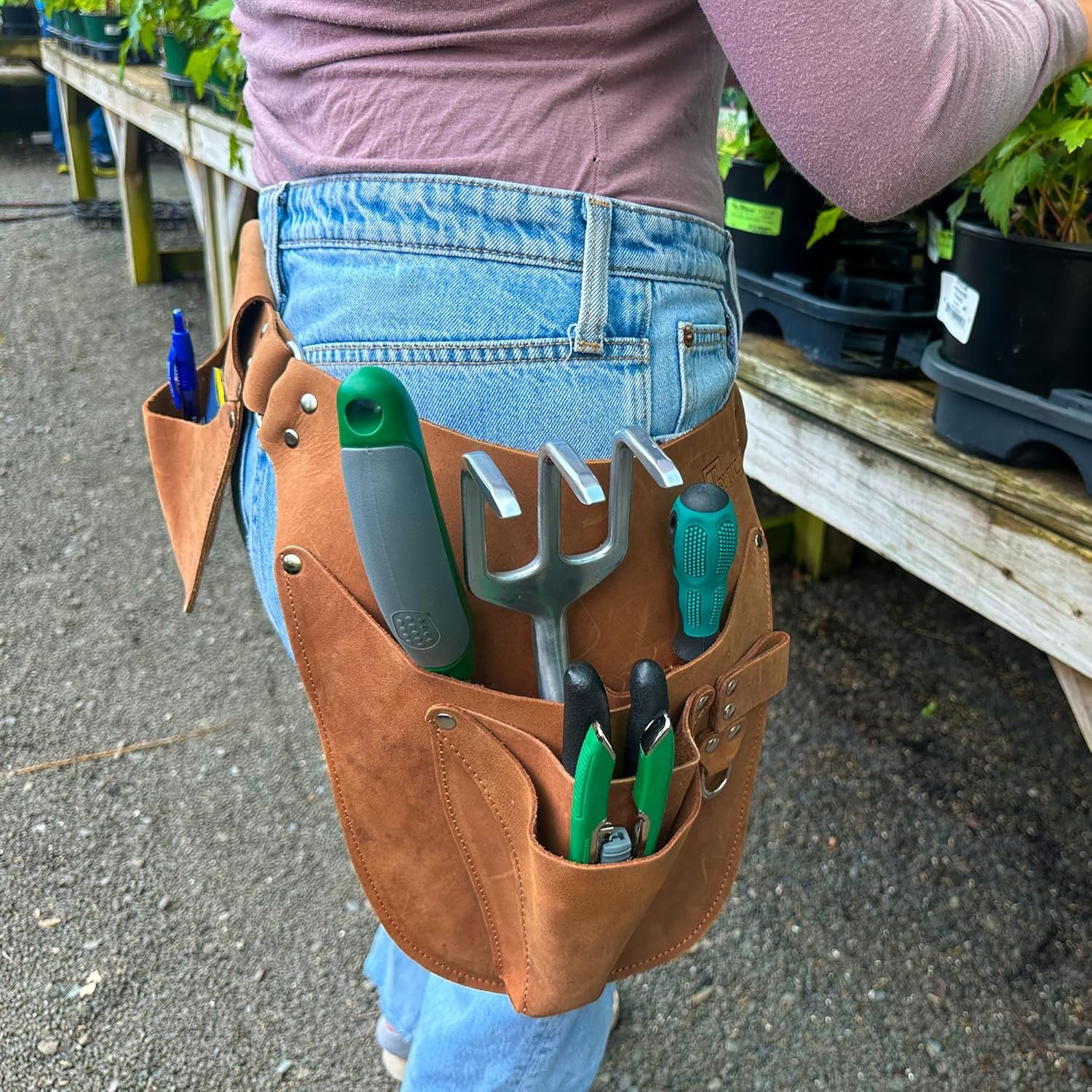 Landscaper Tool Belt Leather Garden Pouch Organizer