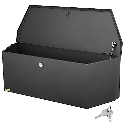 Trailer Tongue Box, Heavy Duty Trailer Tongue Tool Box Storage 36″ Black Steel