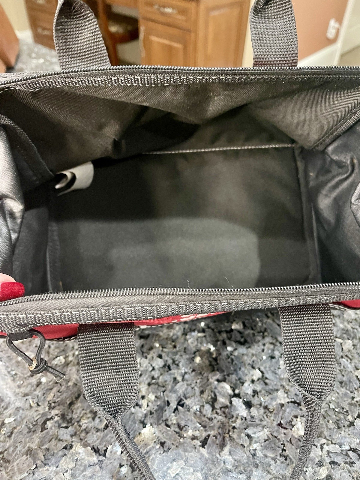 Husky 12-inch 3 Pocket Zippered Tool Bag Water-Resistant Canvas Black & Red