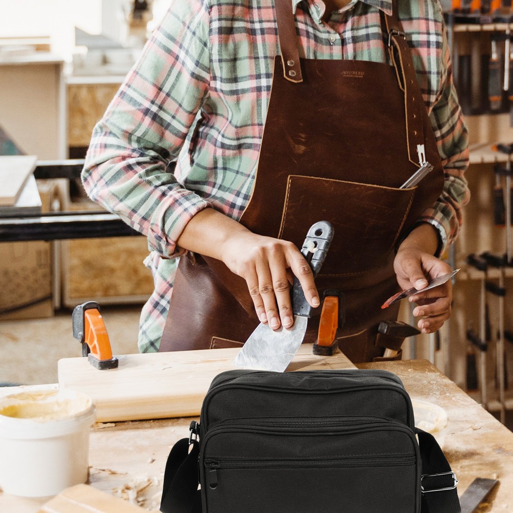 Tool Crossbody Bag Canvas Black Sturdy Material for Plumber Carpenter Contractor
