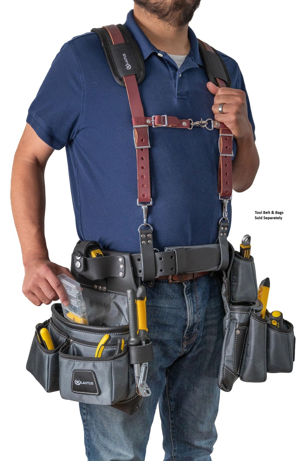 Leather Padded Tool Belt Suspenders w/Chest Strap| Pencil Sleeve| Comfortable…