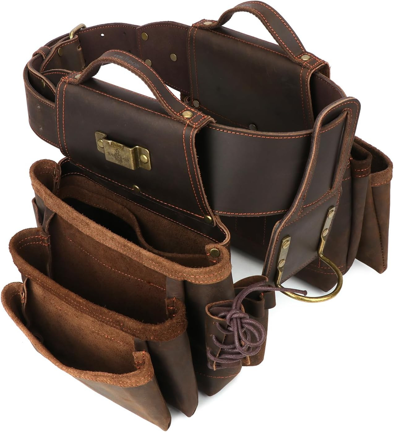 Genuine Leather Tool Belt Carpentry Multipurpose Rig Pockets Organizer Electrici