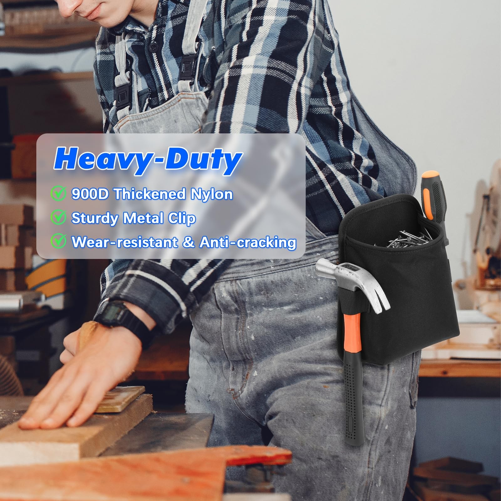 Nail, Screw Pouch, Belt Clip, Heavy Duty Tool Pouch, Hardware, Hammer Loops