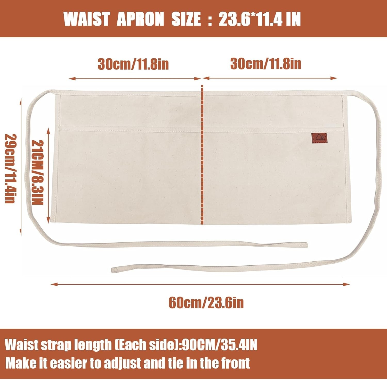 2 Pocket Canvas Work Waist Apron Unisex Tool Utility Apron Tool Belt Woodworkers