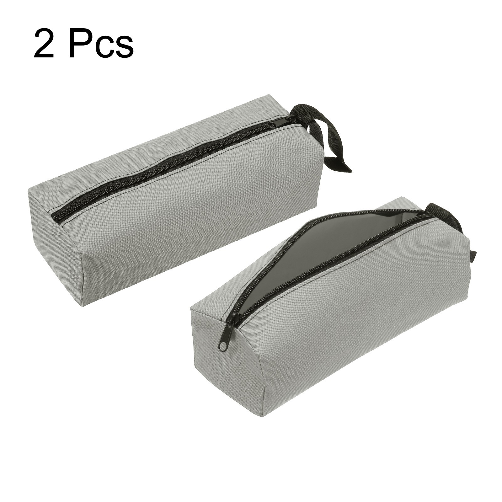 2pcs Zipper Utility Tool Bag 9.8×3.3×2.8 Inch Multi-purpose Tote Bag Grey