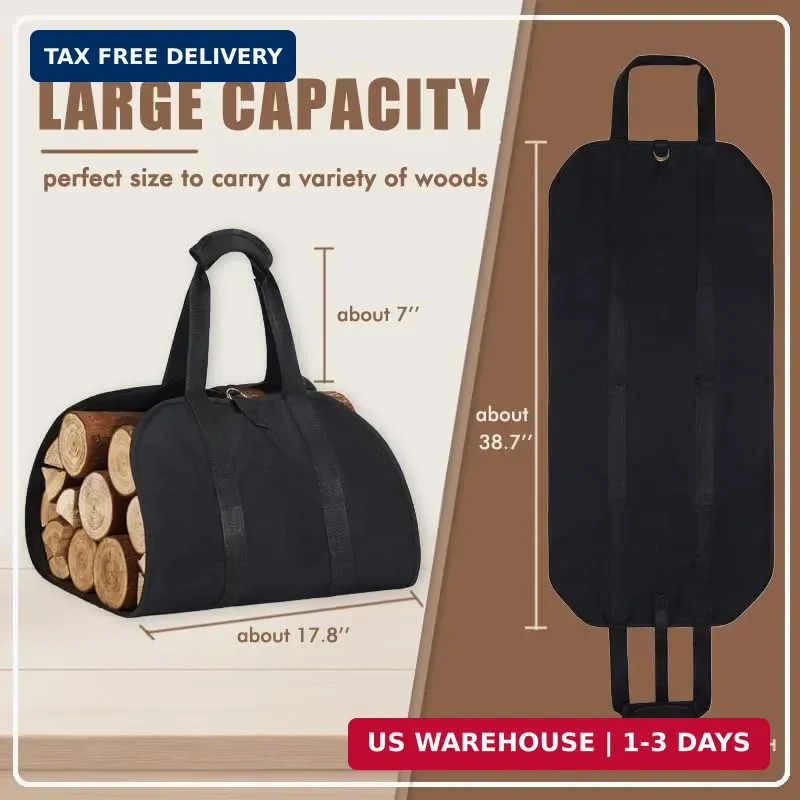 Firewood Carrier, Waterproof Oxford Fabric Firewood Bag, Large Log Carrier for F