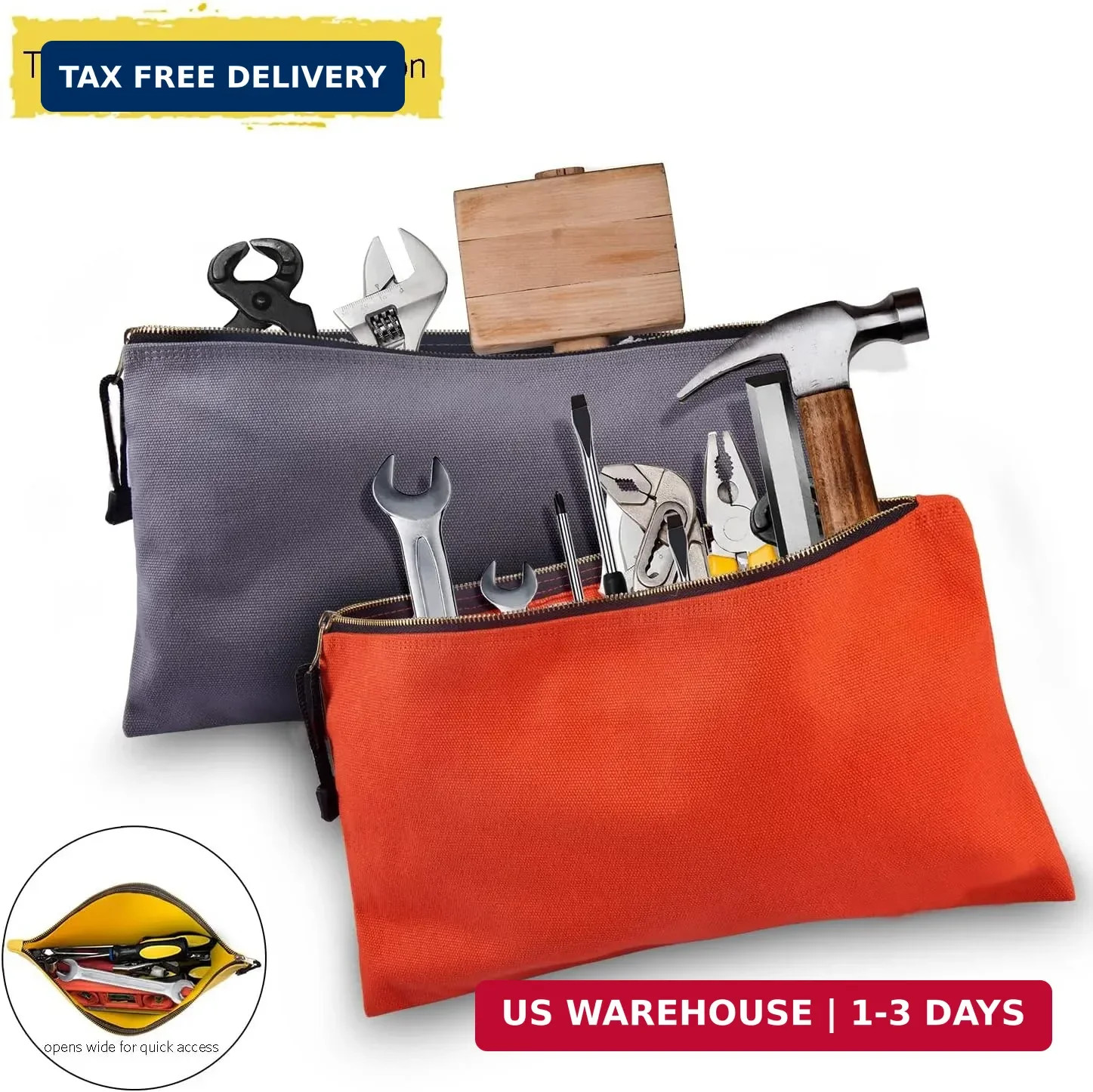 Heavy Duty Canvas Tool Bag Organizer – 7 Pack Zipper Utility Pouches in Assorted
