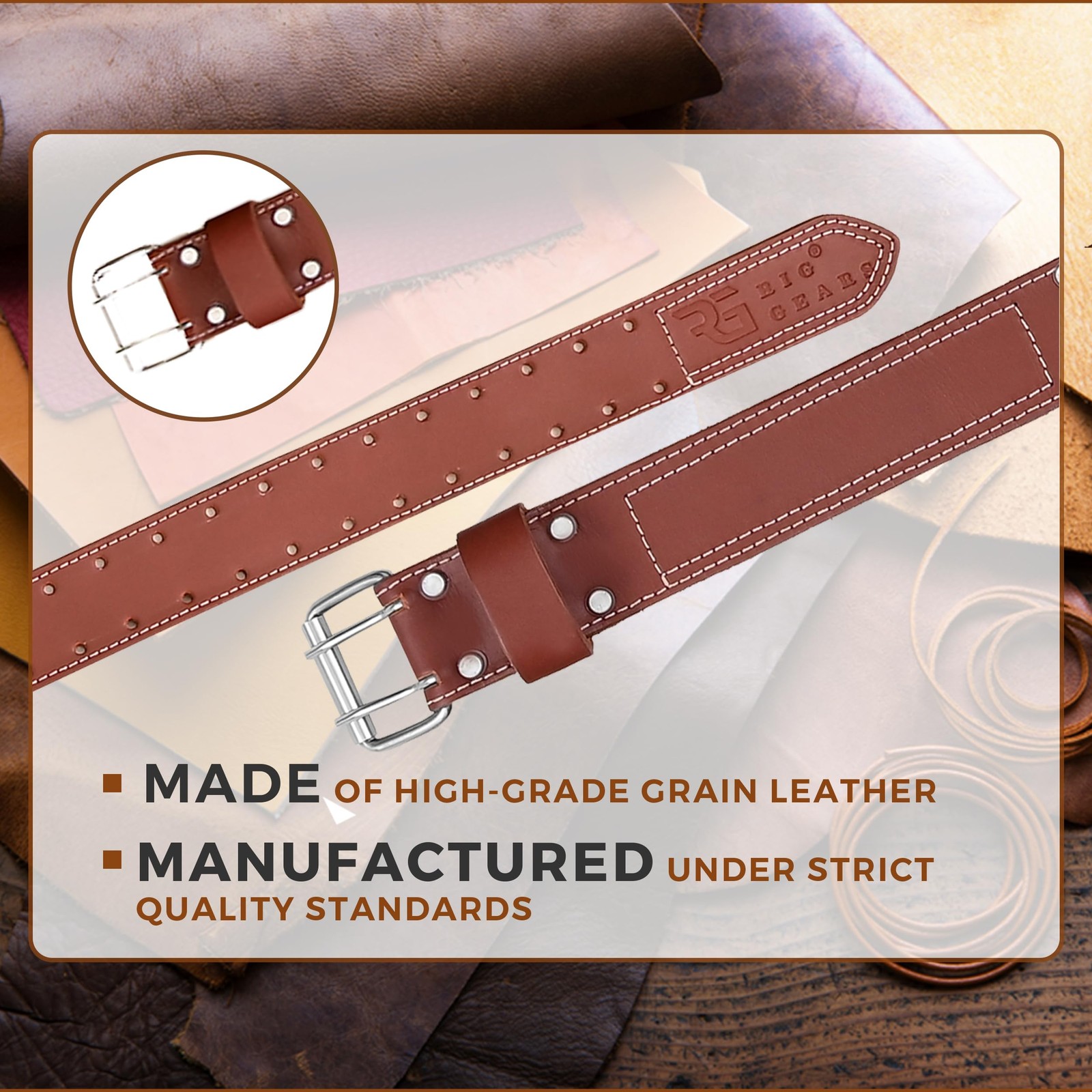 Leather tool belt for men grain leather work belts | 2 inch carpenter constaract