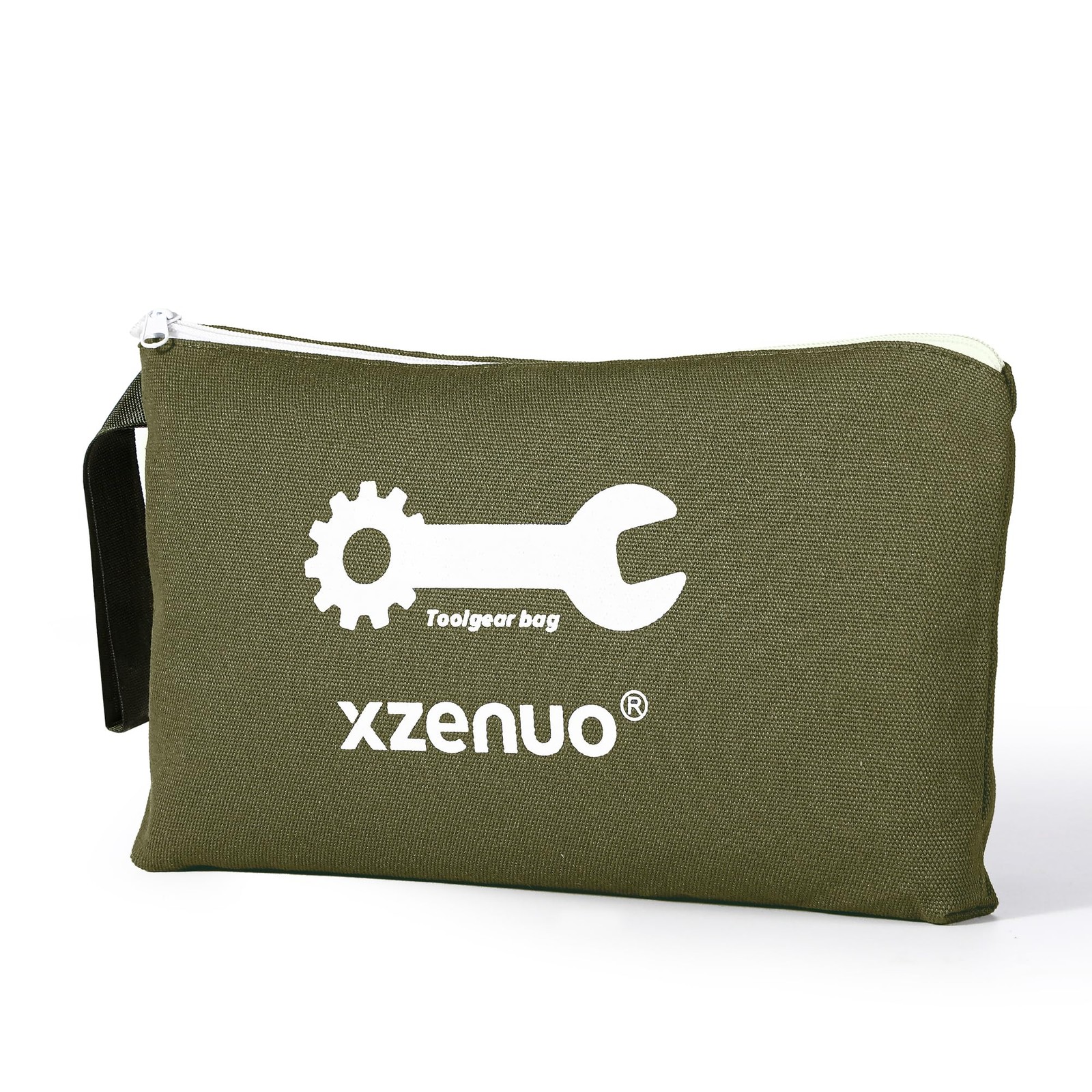 Tool Pouch Zipper Bag, 16oz Pure Cotton Canvas 12.5 inches, Green