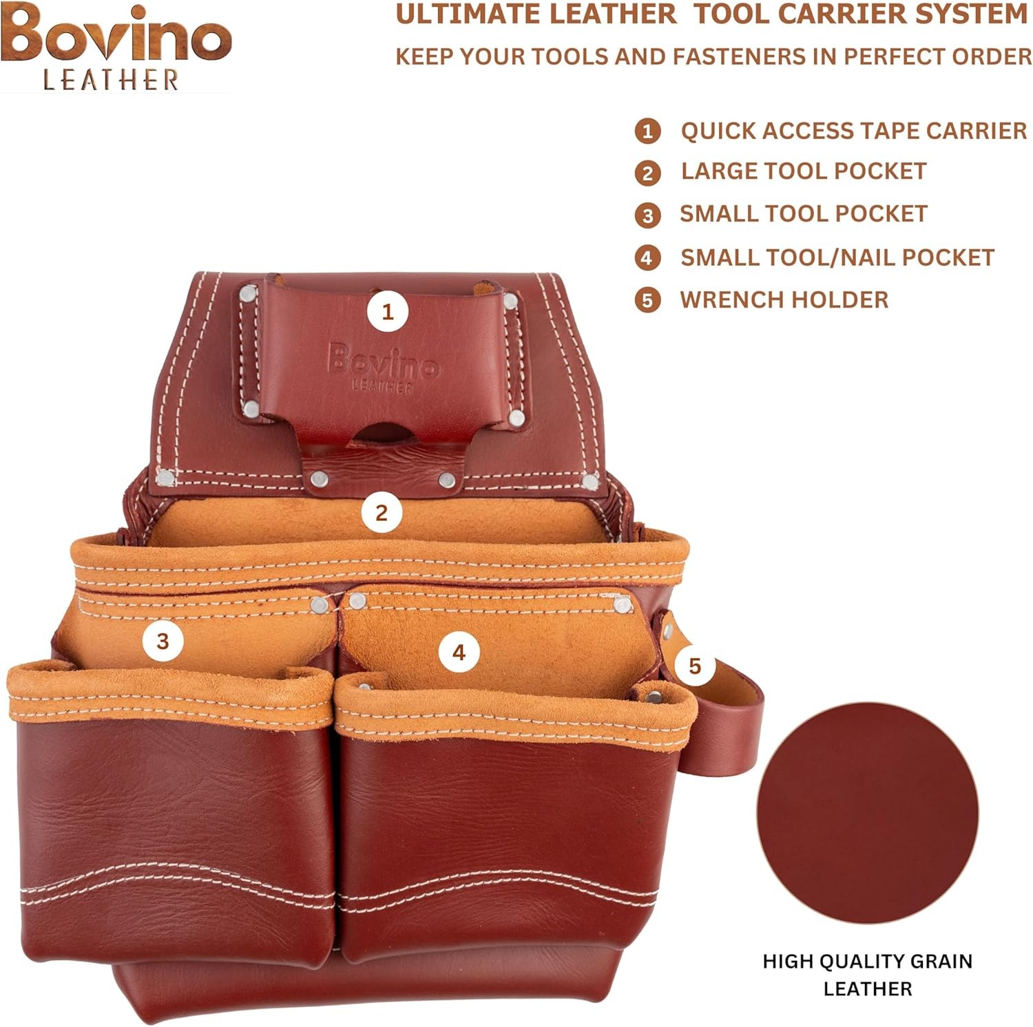 Tool Belt for Framers | 20-Pockets, Heavy-Duty Work Belt | Dual Pouches & Hammer
